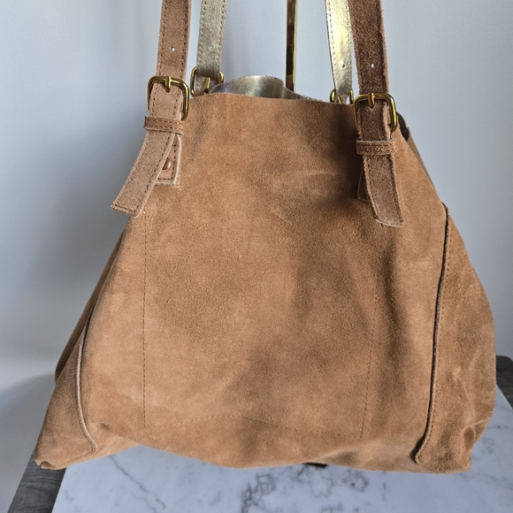 Haute Hippie New Merci Suede Leather Cinched Tote Shoulder Bag Purse & Pouch - Picture 5 of 15